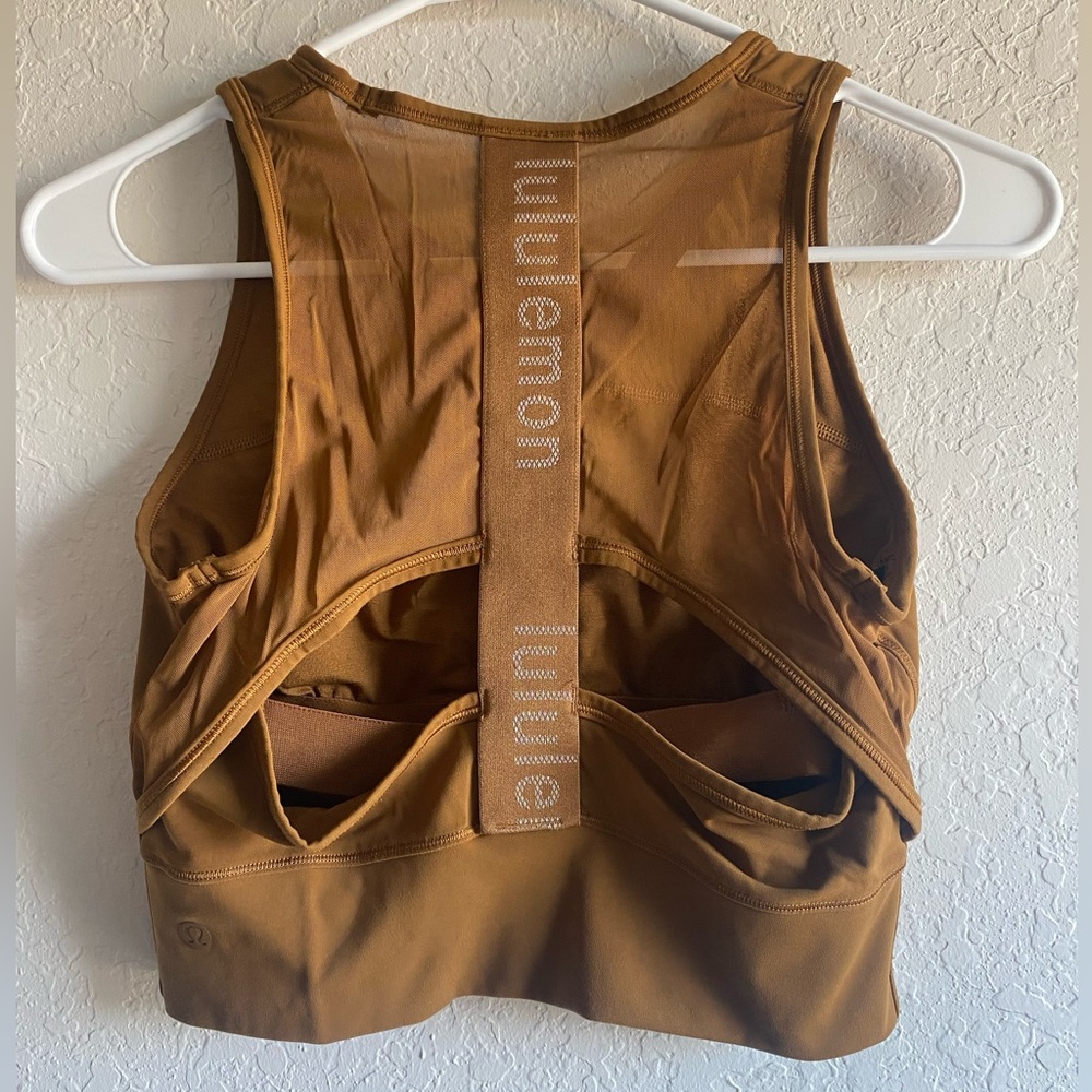 Lululemon Mesh Back Cropped Training Tank in Rich Caramel ~ Size 4 - Picture 5 of 9